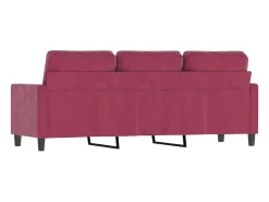 Sofá*Sofá de 3 lugares veludo 180 cm tinto PT505673 Vermelho