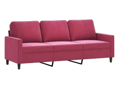 Sofá*Sofá de 3 lugares veludo 180 cm tinto PT505673 Vermelho