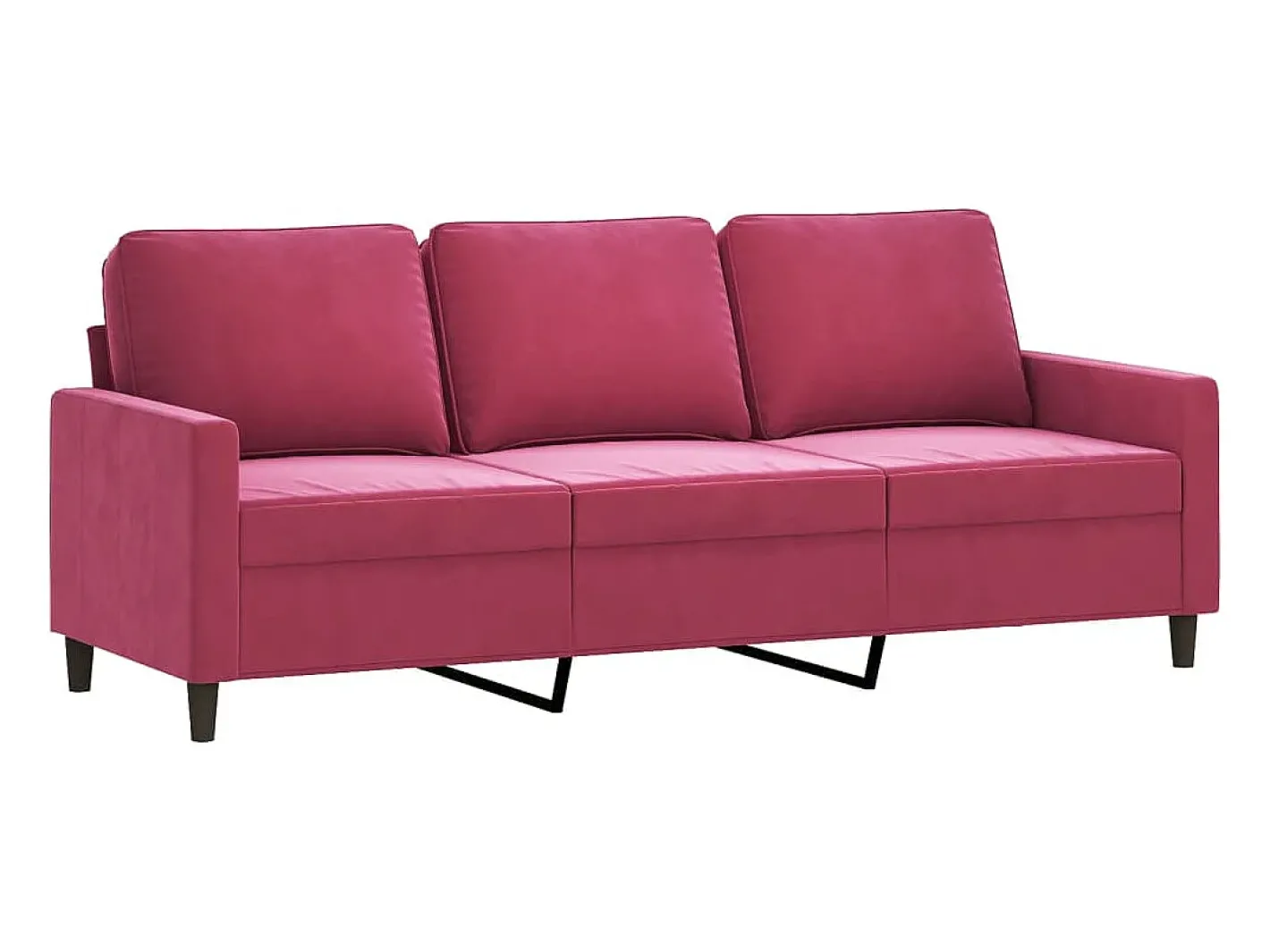 Sofá*Sofá de 3 lugares veludo 180 cm tinto PT505673 Vermelho
