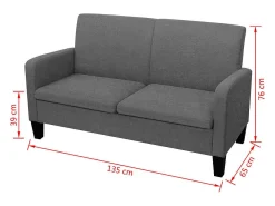 vidaxl Sofá*Sofá de 2 lugares 135x65x76 cm cinzento escuro Cinza antracite
