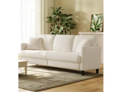 Sofá de 3 -Sety em Teddy Velvet, sofá grande do sofá direito em madeira maciça, sofre com apoios de braços, 210 x 79 x 89 cm -*DripeX Discount