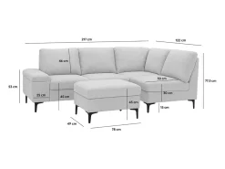 Clearance Sofá de canto 4/5 lugares em chenille cinza antracite com pufe KONEKT 3 lugares - Confortável, modular e elegante Sofá