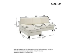 Sofá de canto 3 lugares em forma de L - 194x118x81 cm - Modular - Almofadas macias - Linho -^ModernLuxe Outlet