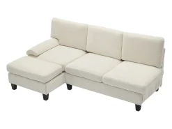 Sofá de canto 3 lugares em forma de L - 194x118x81 cm - Modular - Almofadas macias - Linho -^ModernLuxe Outlet