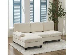 Sofá de canto 3 lugares em forma de L - 194x118x81 cm - Modular - Almofadas macias - Linho -^ModernLuxe Outlet
