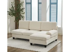 Sofá de canto 3 lugares em forma de L - 194x118x81 cm - Modular - Almofadas macias - Linho -^ModernLuxe Outlet