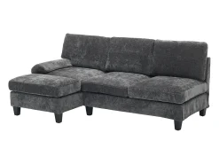 Sofá de canto 3 lugares em forma de L - 194x118x81 cm - Modular - Almofadas macias - Linho - Cinza*ModernLuxe New
