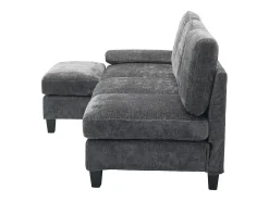 Sofá de canto 3 lugares em forma de L - 194x118x81 cm - Modular - Almofadas macias - Linho - Cinza*ModernLuxe New