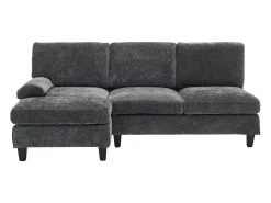Sofá de canto 3 lugares em forma de L - 194x118x81 cm - Modular - Almofadas macias - Linho - Cinza*ModernLuxe New