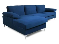 Concept-Usine Sofá*Sofá de canto 4/5 lugares veludo GALWAY Azul