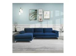 Concept-Usine Sofá*Sofá de canto 4/5 lugares veludo GALWAY Azul