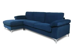 Concept-Usine Sofá*Sofá de canto 4/5 lugares veludo GALWAY Azul