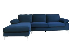 Concept-Usine Sofá*Sofá de canto 4/5 lugares veludo GALWAY Azul