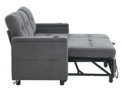 Sofá de canto 3 lugares 208x146x89,5 cm - Dobrável - com iluminação LED - com porta-copos e saco de armazenamento - Cinza^ModernLuxe