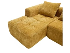 Sofá de canto - com bolsas de arrumação e 3 almofadas - chenille - com chaise longue e braços* Sale