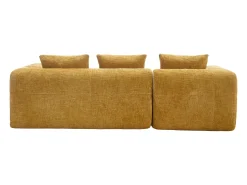 Sofá de canto - com bolsas de arrumação e 3 almofadas - chenille - com chaise longue e braços* Sale