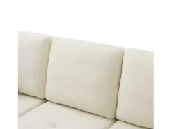 Sofá de canto com chaise longue - 3 lugares - tecido de algodão e linho - Bege claro^ModernLuxe Online