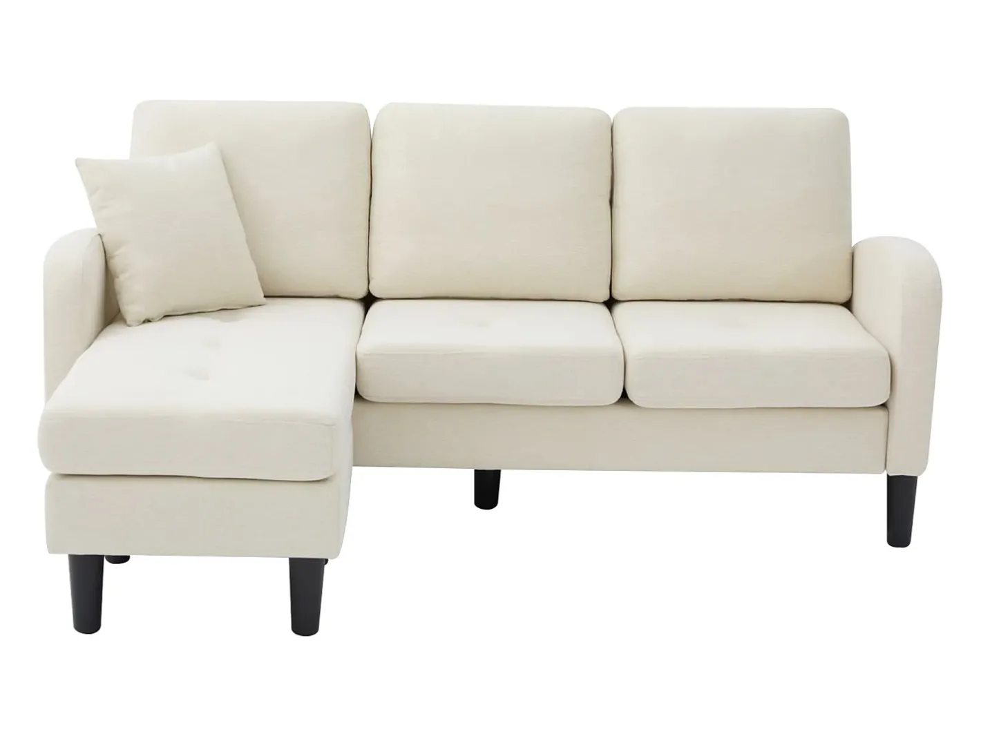 Sofá de canto com chaise longue - 3 lugares - tecido de algodão e linho - Bege claro^ModernLuxe Online