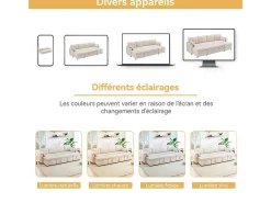 Sofá de canto conversível com 2 baús, almofada e porta-copos - Algodão e linho - 270×130×86 cm -*DripeX Discount