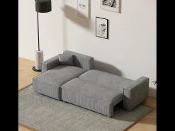 Concept-Usine Sofá*Sofá de canto conversível em veludo cotelê cinza claro COSY Cinzento claro