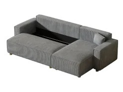 Concept-Usine Sofá*Sofá de canto conversível em veludo cotelê cinza claro COSY Cinzento claro