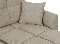 Vente-unique Sofá*Sofá de canto conversível e reversível em tecido chenille LUMARIO Bege