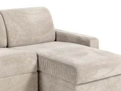 Vente-unique Sofá*Sofá de canto convertível abertura rápida veludo canelado 140 cm ripas largas 18 cm CALITO Bege