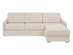Vente-unique Sofá*Sofá de canto convertível abertura rápida tecido , cama 140 cm e colchão 18 cm CALIFE Bege