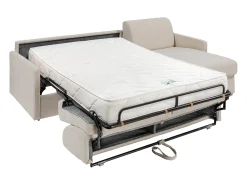 Vente-unique Sofá*Sofá de canto convertível abertura rápida tecido , cama 140 cm e colchão 18 cm CALIFE Bege