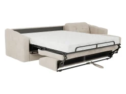 Vente-unique Sofá*Sofá de canto convertível abertura rápida tecido ripas largas - 160 cm - 22 cm DARIELO Bege