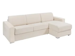 Vente-unique Sofá*Sofá de canto convertível abertura rápida em tecido ripas largas 160 cm - 22 cm - CALITO Bege