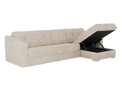 Vente-unique Sofá*Sofá de canto convertível et reversível abertura rápida em tecido - 160 cm - 18 cm DARIELO Bege