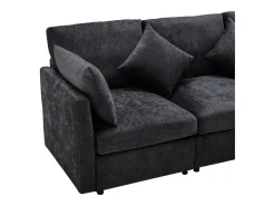 Sofá de canto de 3 lugares - com apoio para pés modular - chenille - Cinza*ModernLuxe Hot