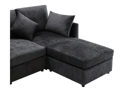 Sofá de canto de 3 lugares - com apoio para pés modular - chenille - Cinza*ModernLuxe Hot