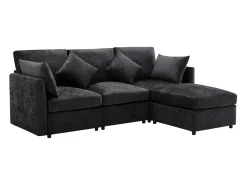 Sofá de canto de 3 lugares - com apoio para pés modular - chenille - Cinza*ModernLuxe Hot