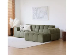 Concept-Usine Sofá*Sofá de canto de 3 lugares em veludo nuvem - Confortável e design Verde