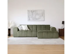 Concept-Usine Sofá*Sofá de canto de 3 lugares em veludo nuvem - Confortável e design Verde