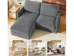 Best Sofá de canto de 2 -Sater - ângulo reversível da direita / esquerda - 180x140x86cm - em tecido de veludo com nervuras - Max 300kg Load - Antracite cinza Sofá