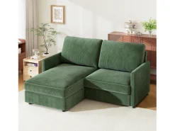 Best Sofá de canto de 2 -Sater - ângulo reversível para a direita / esquerda - 180x140x86cm - em tecido de veludo com nervuras - carga máxima de 300 kg - Sofá