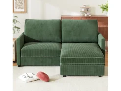 Best Sofá de canto de 2 -Sater - ângulo reversível para a direita / esquerda - 180x140x86cm - em tecido de veludo com nervuras - carga máxima de 300 kg - Sofá