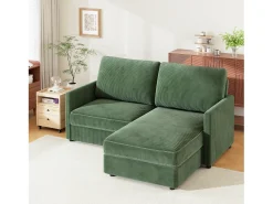 Best Sofá de canto de 2 -Sater - ângulo reversível para a direita / esquerda - 180x140x86cm - em tecido de veludo com nervuras - carga máxima de 300 kg - Sofá