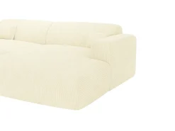 Sofá de canto direito aberto veludo canelado branco-sujo POGNI de^Maison Céphy Discount