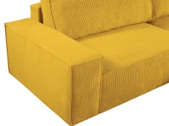 Vente-unique Sofá*Sofá de canto direito convertível em veludo canelado AMELIA Amarelo