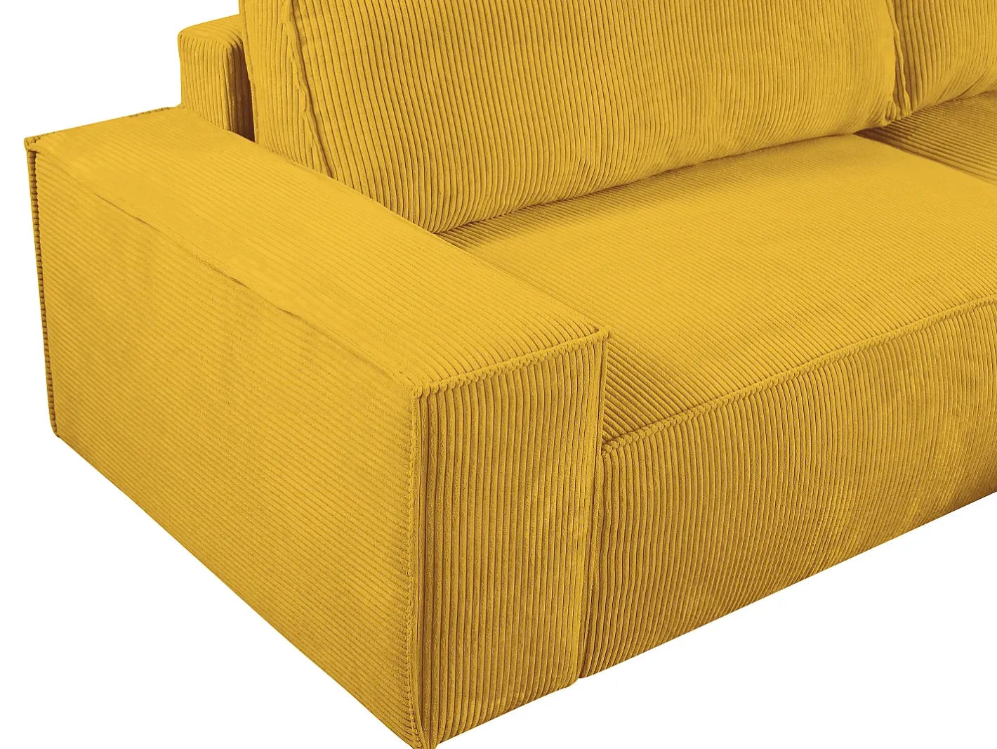 Vente-unique Sofá*Sofá de canto direito convertível em veludo canelado AMELIA Amarelo