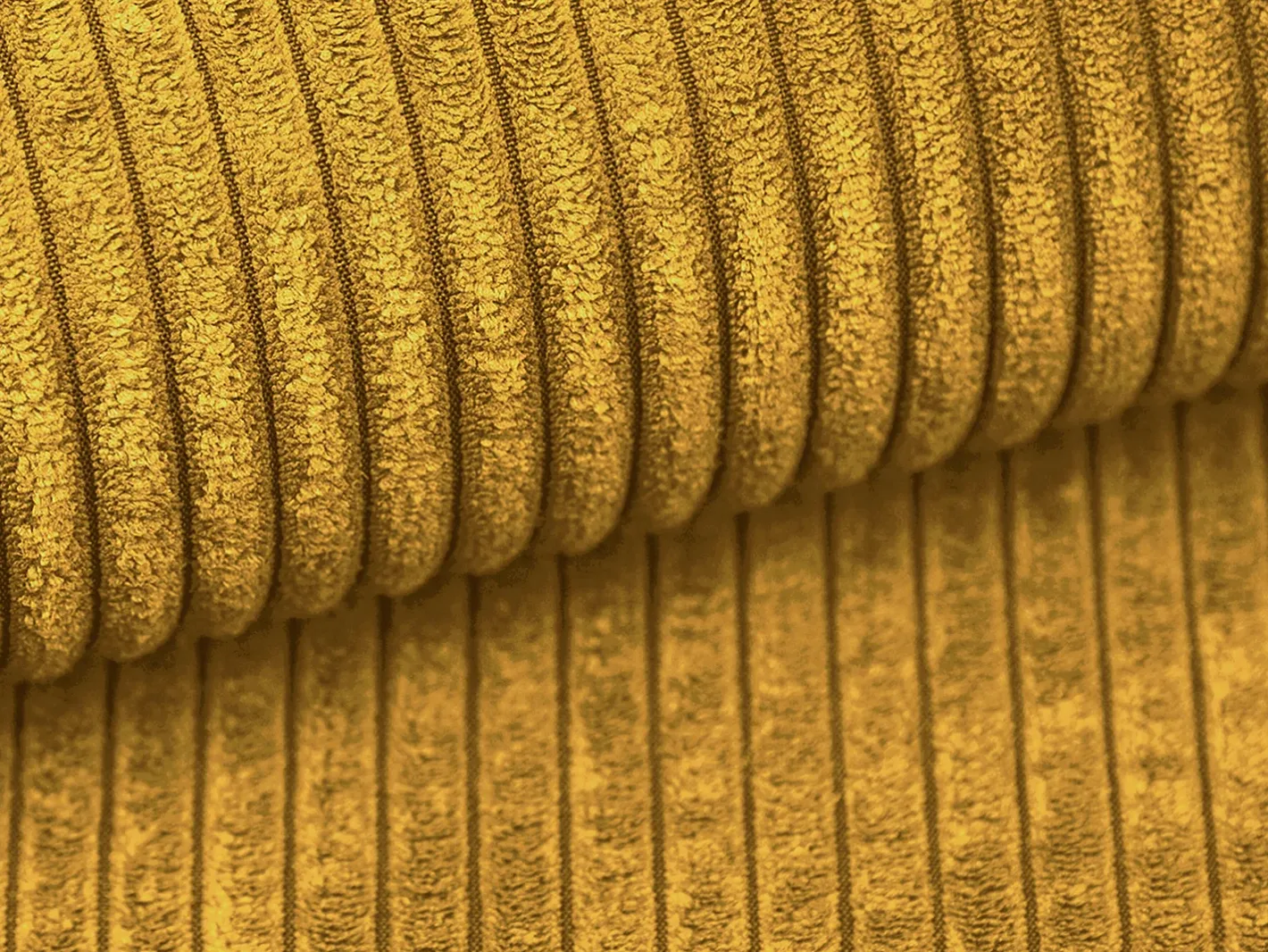 Vente-unique Sofá*Sofá de canto direito convertível em veludo canelado AMELIA Amarelo