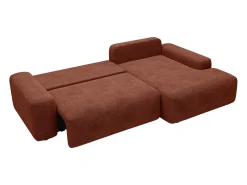 Vente-unique Sofá*Sofá de canto direito convertível tecido texturizado DAVISO Terracota
