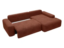 Vente-unique Sofá*Sofá de canto direito convertível tecido texturizado DAVISO Terracota