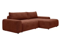 Vente-unique Sofá*Sofá de canto direito convertível tecido texturizado DAVISO Terracota