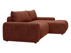 Vente-unique Sofá*Sofá de canto direito convertível tecido texturizado DAVISO Terracota