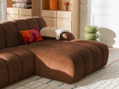 Vente-unique Sofá*Sofá de canto direito em tecido chenille BELADON Terracota